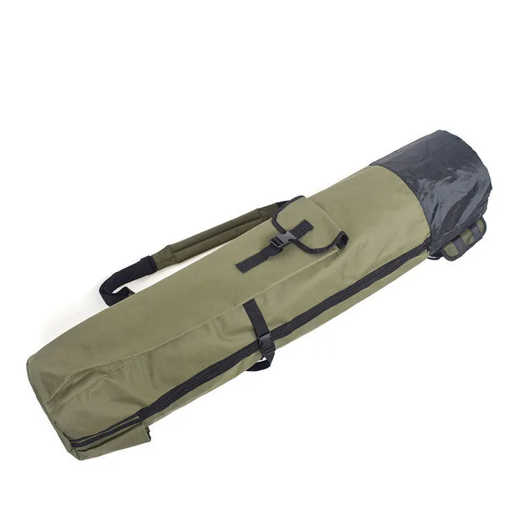 Cylindrical fishing rod bag made of Oxford cloth in army green, 116cm length, for sea fishing gear