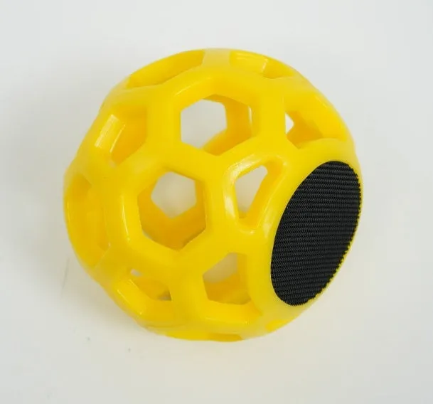 Golf swing trainer arm bracket wrist holder with PU foam fabric suit and green ball on white background