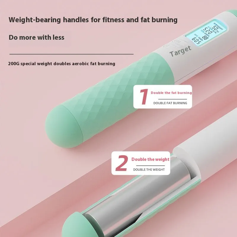 Intelligent electronic counting skipping rope with 3m steel wire shoelace and ABS handles on a neutral background