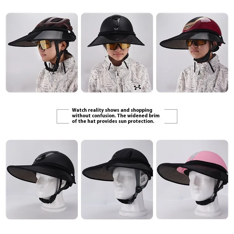 Black PVC outdoor riding helmet with sun visor for equestrian use