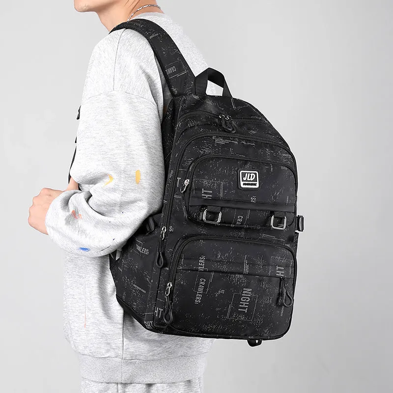 Girls' large capacity nylon school backpack in a selection of colours and graphic patterns on a physiological curve backplane.