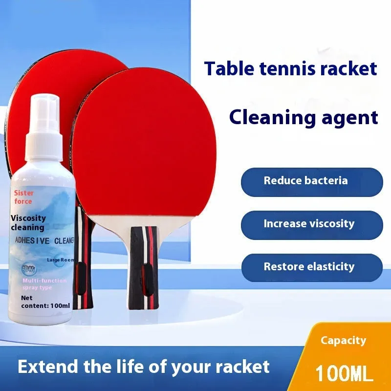 Table tennis racket care kit with sponge mop, rubber cleaning agent, grip tape, protective film, and edge protection accessories