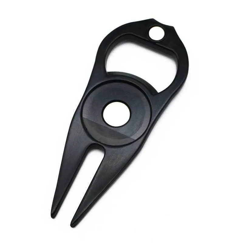 Zinc alloy golf ball yoke bottle opener tool with 88x35mm dimensions in black, green or silver colours