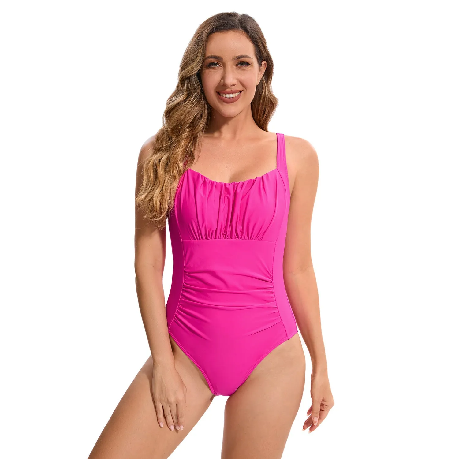 Women's multicolour printed one-piece swimsuit in polyester fibre, available in various colours