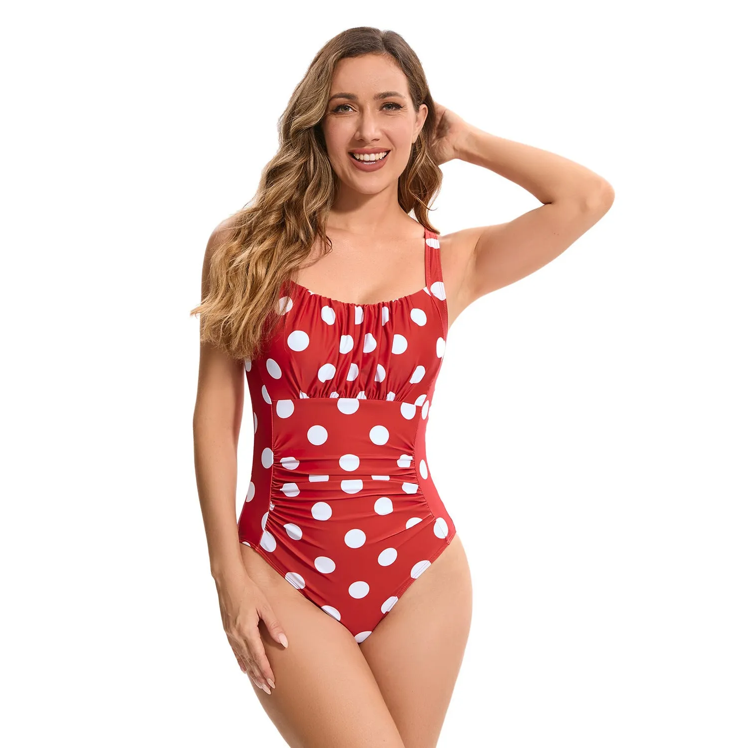 Women's multicolour printed one-piece swimsuit in polyester fibre, available in various colours