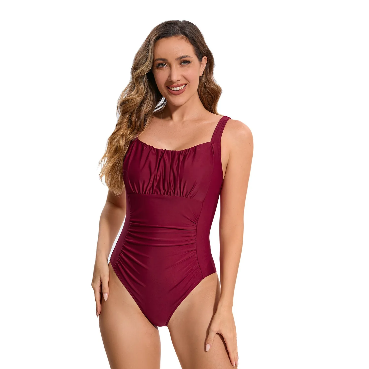 Women's multicolour printed one-piece swimsuit in polyester fibre, available in various colours