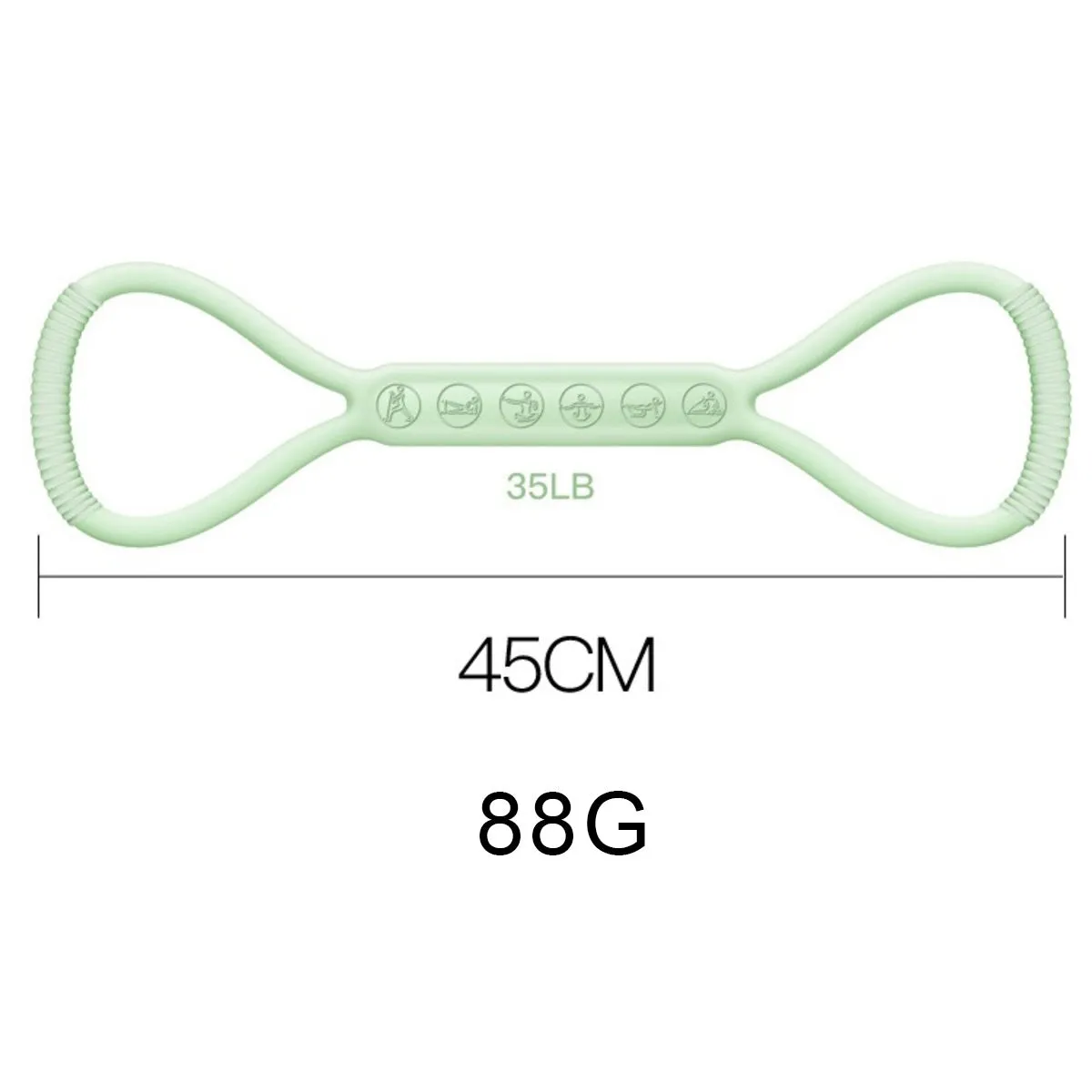 Set of three silicone mini resistance bands in light blue, purple, and pink on a white background