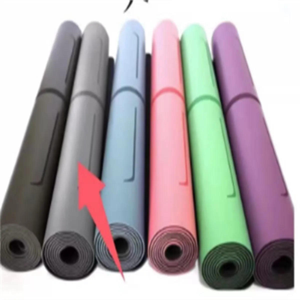 Gray natural rubber yoga mat 5mm thick with suede surface 183x66cm