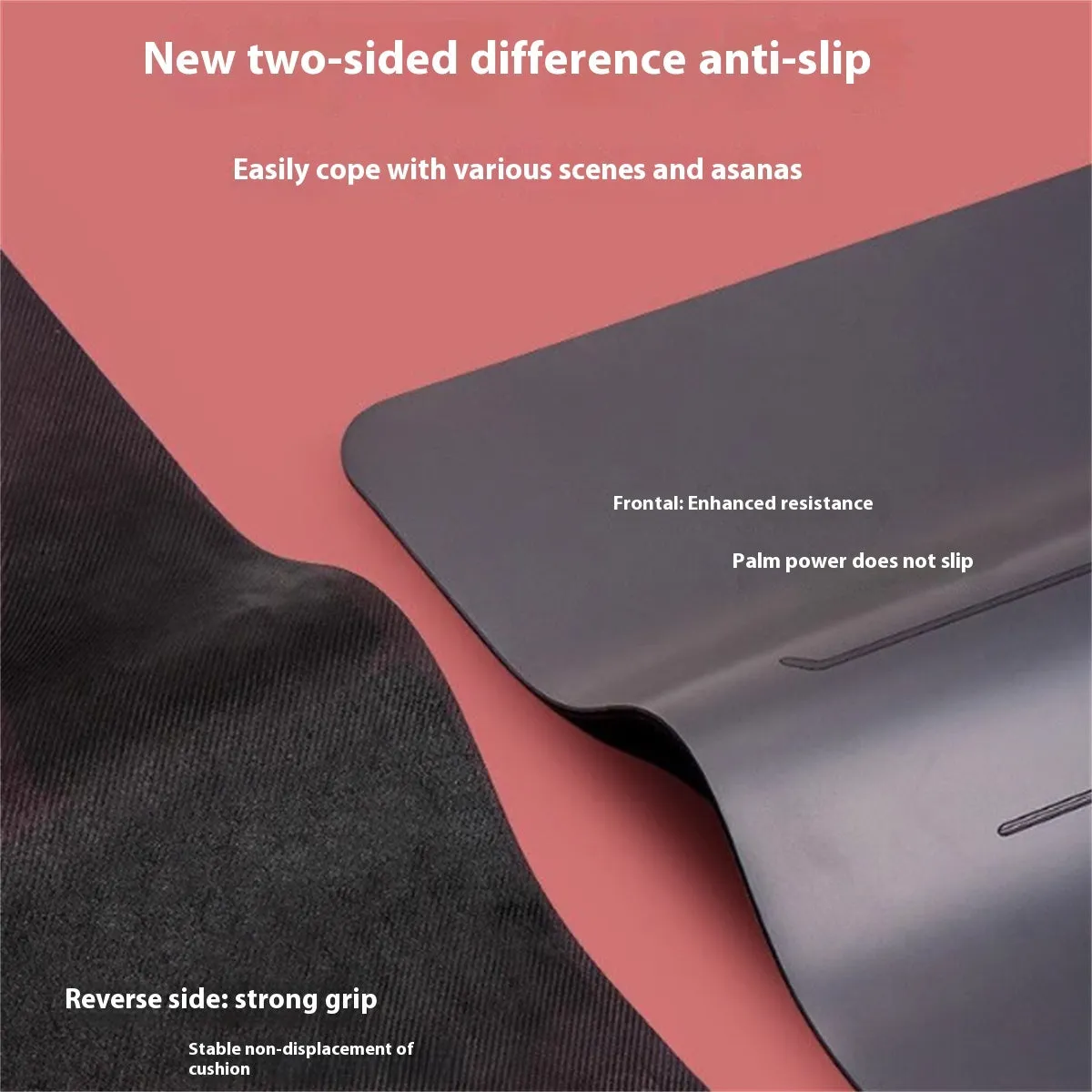 Gray natural rubber yoga mat 5mm thick with suede surface 183x66cm