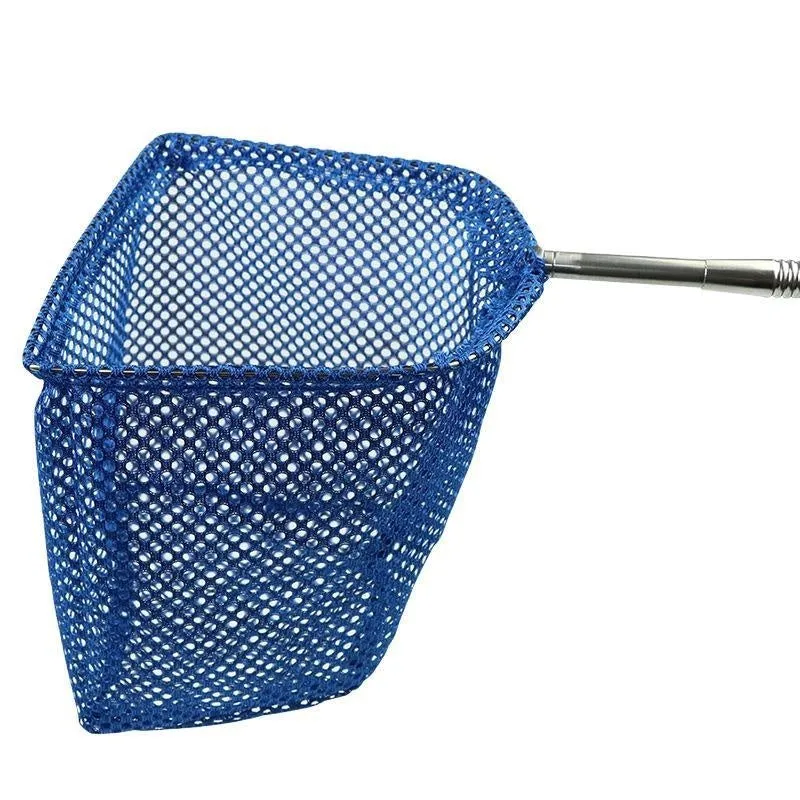 Portable retractable foldable table tennis ball picking net with stainless steel frame and blue four-corner net