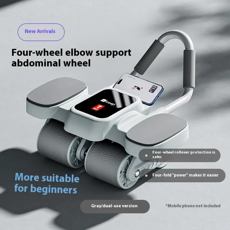 Two-wheel abdominal wheel with elbow support on a home fitness mat