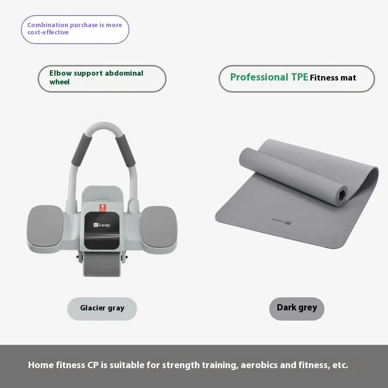 Two-wheel abdominal wheel with elbow support on a home fitness mat