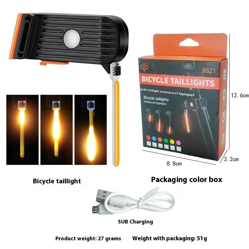 USB rechargeable bicycle taillight with flowing red light mode and creative shape