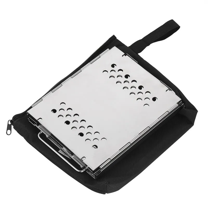Portable outdoor stainless steel dual-use barbecue grill and firewood stove for camping with removable parts