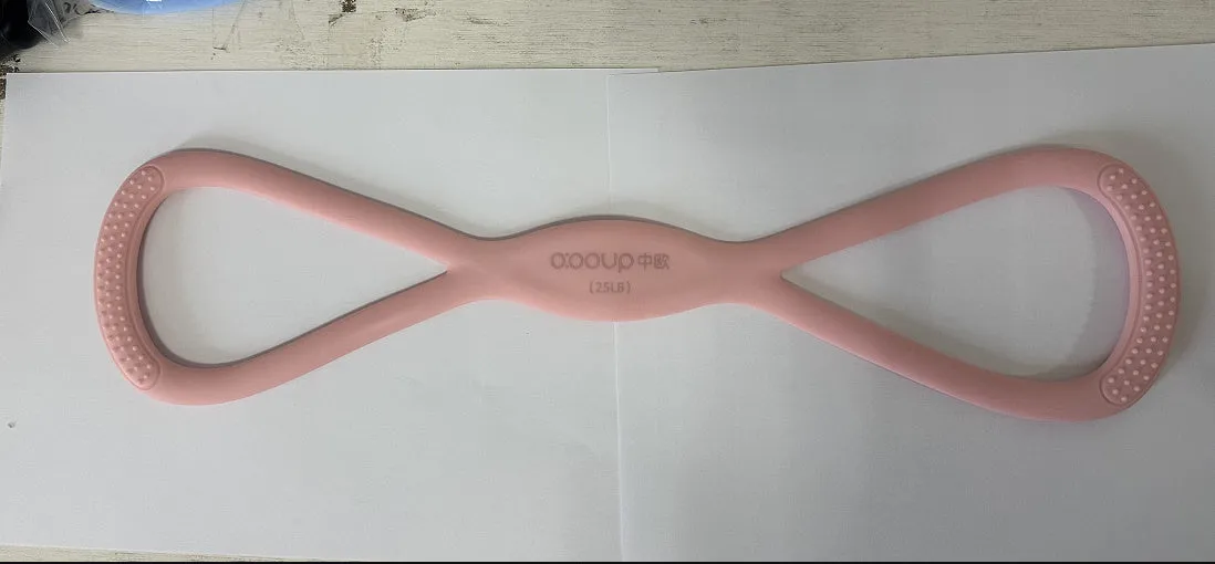 Chest expander fitness elastic rope silicone resistance strip in pink 15 pound option for home gym workout