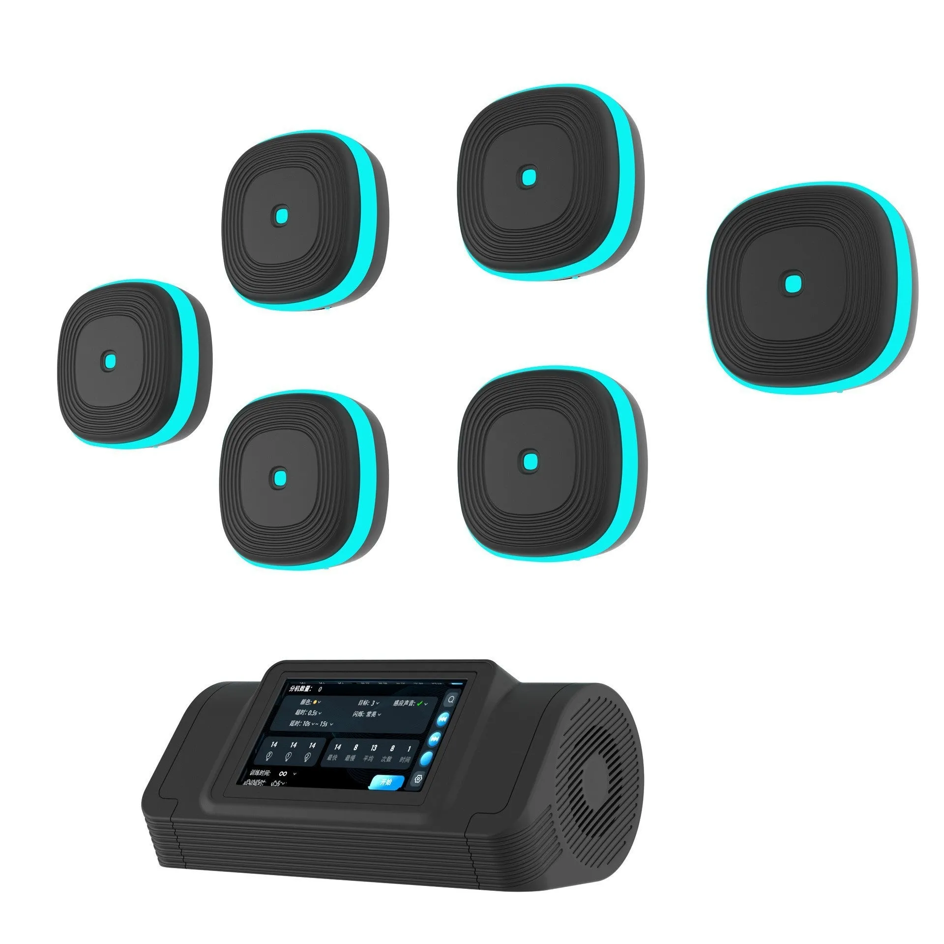 Home Smart Split Bluetooth Music Boxing Target in black with hanging design, 6 targets configuration shown
