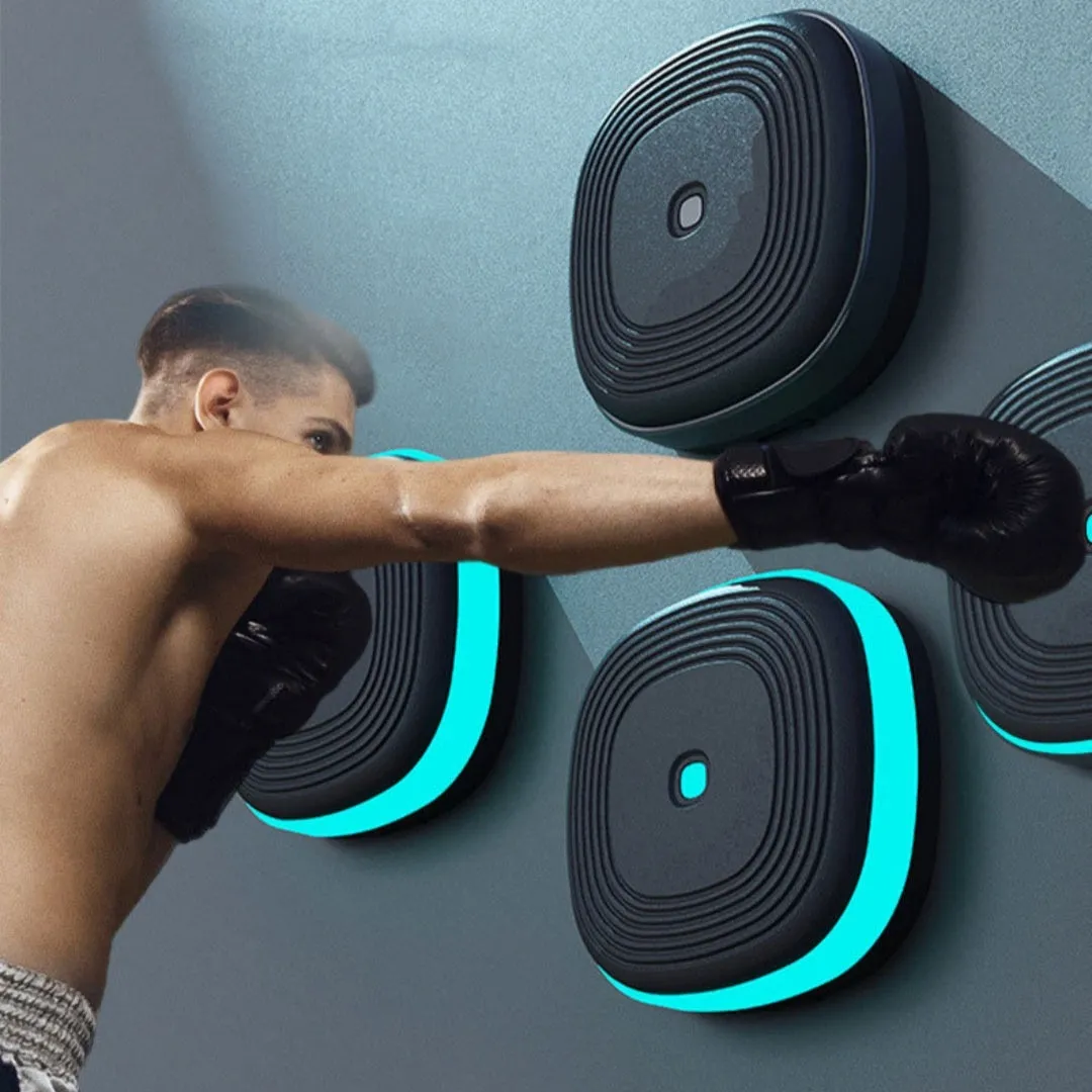 Home Smart Split Bluetooth Music Boxing Target in black with hanging design, 6 targets configuration shown