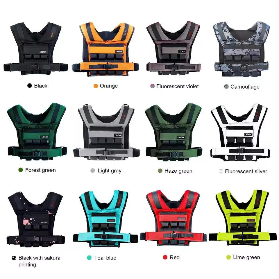 Black Oxford cloth adjustable weight vest for home gym and running with multiple weight options