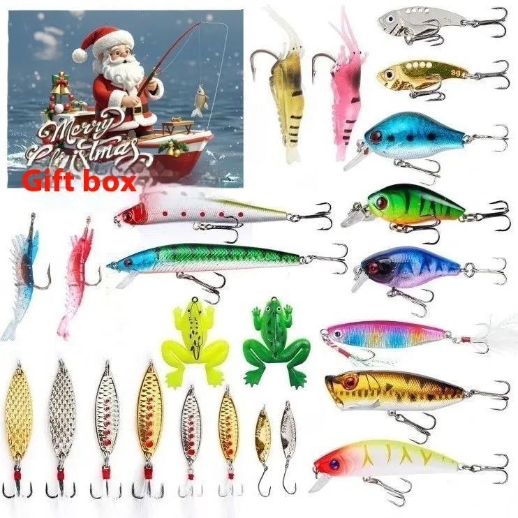 Plastic fishing bait set in gift box with 24 pieces Type A option