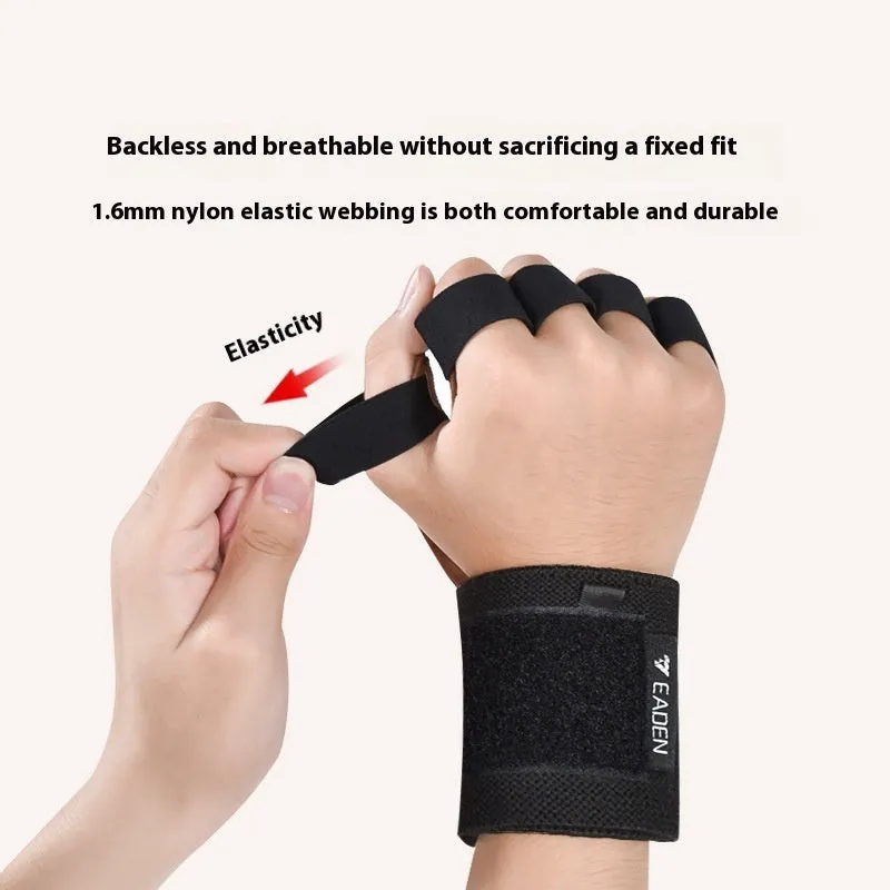Cowhide fitness anti-slip wrist gloves with wristband in dark brown on gym floor