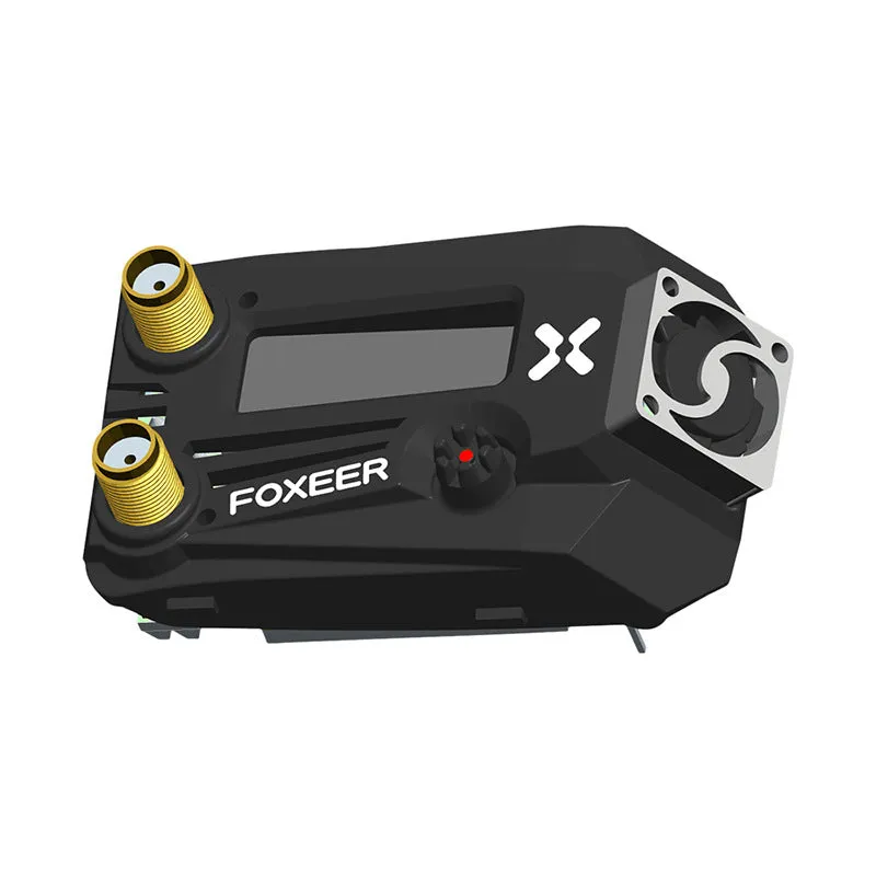 Black Wildfire FPV racing goggles with dual receivers on a carbon fibre shell.