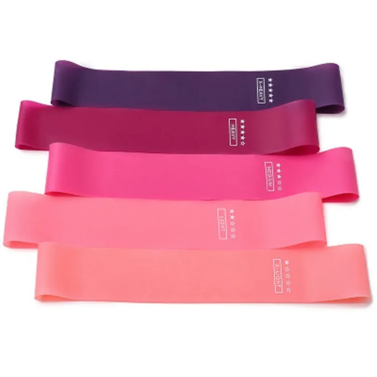 Silicone yoga tension strap in multiple colours with 600mm length and 50mm width on white background