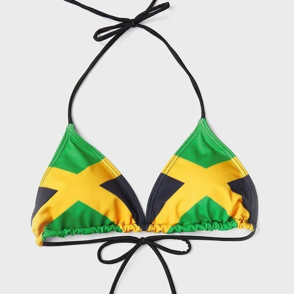 Green slim fit tied women's printed bikini set with sleeveless top and tie-side bottoms on a plain background