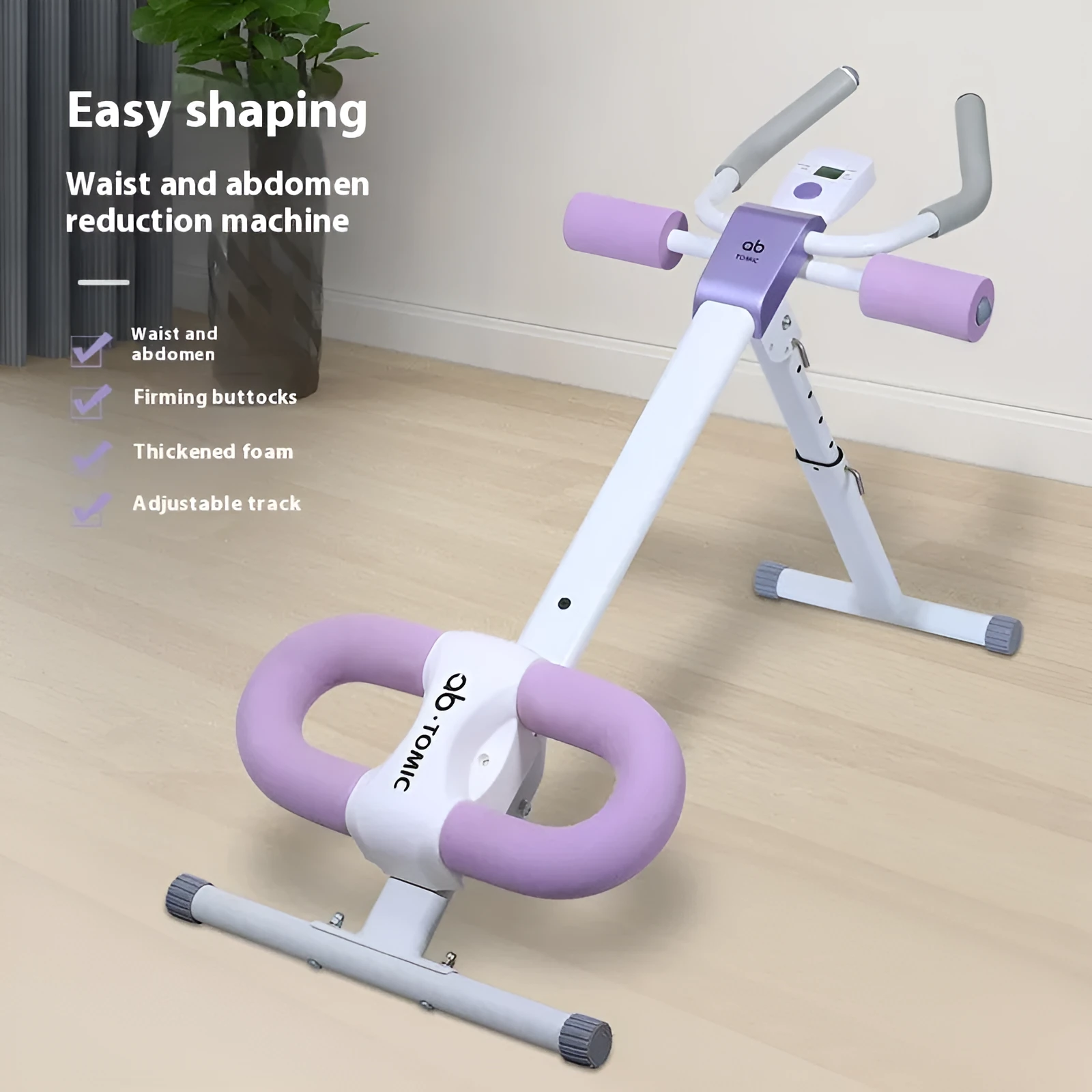 AB Rocket waist-shaping machine with count drawstring in blue on a home gym floor