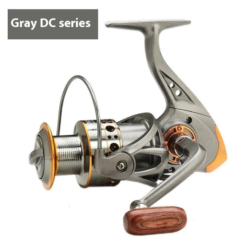 DC all-metal spool fishing reel in gray gold finish, 3000 model size