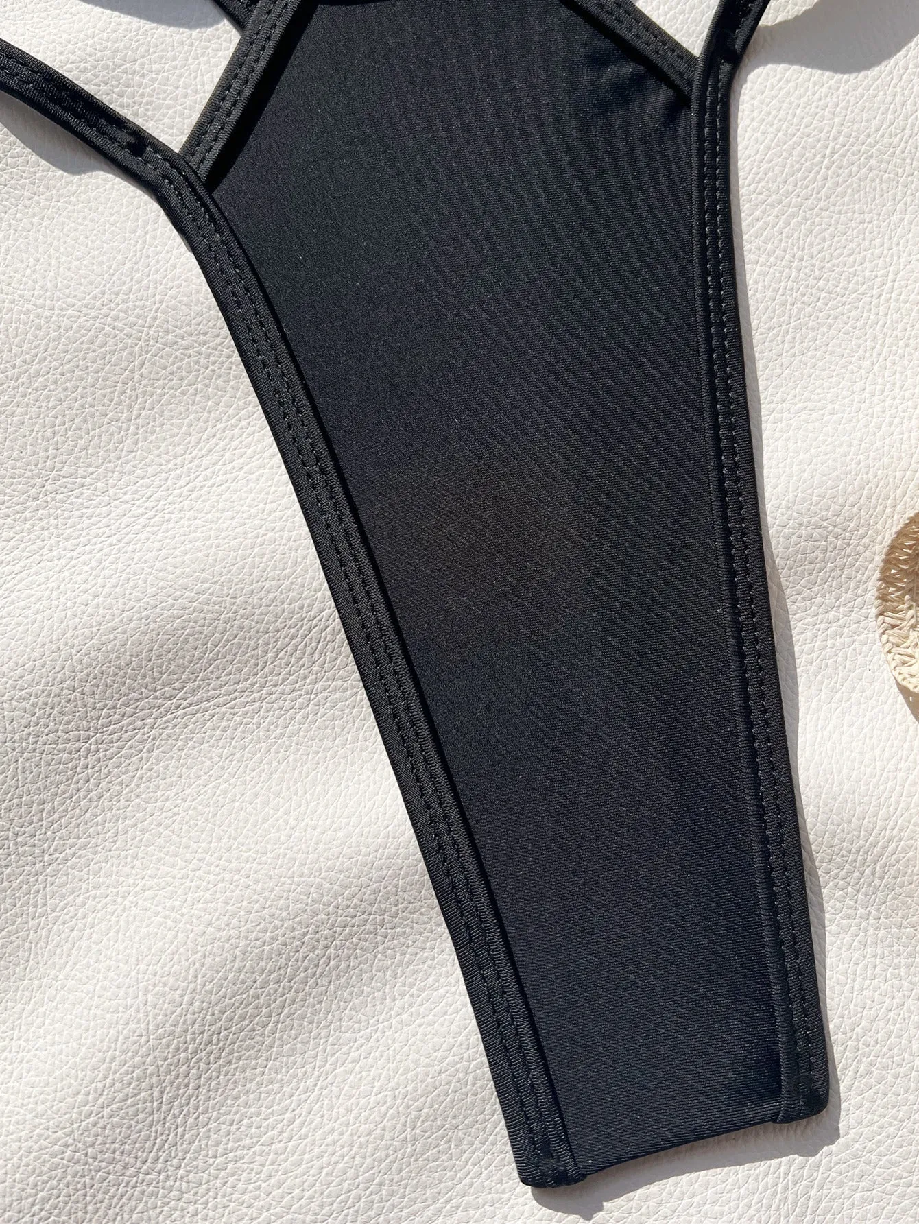 Backless bandage swimsuit for women in 6655 Black nylon fabric, available in sizes S to XL