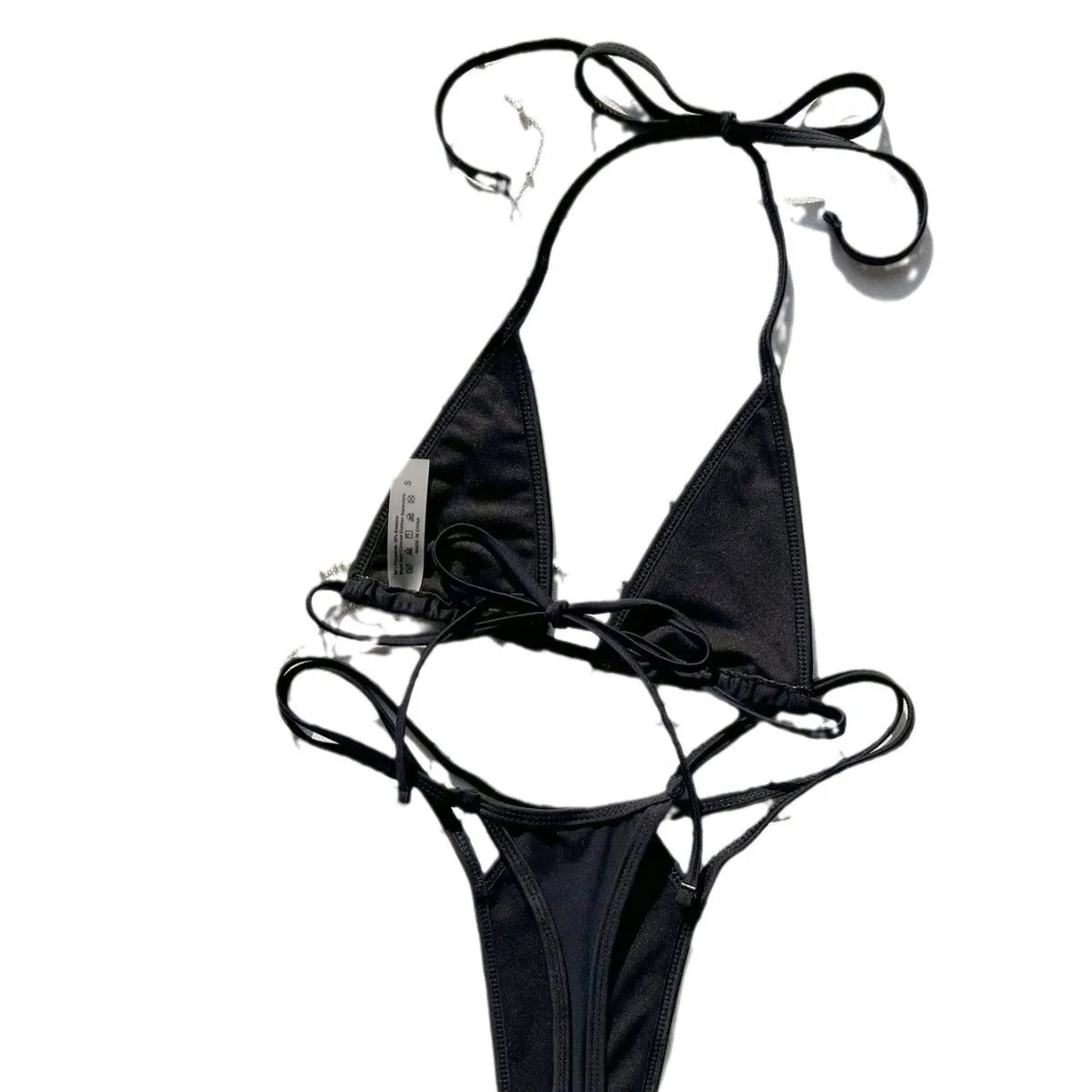 Backless bandage swimsuit for women in 6655 Black nylon fabric, available in sizes S to XL