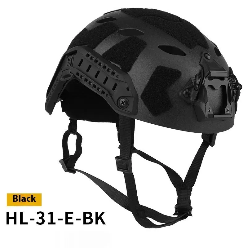 Diamond hole high cut lightweight ABS tactical helmet in black colour