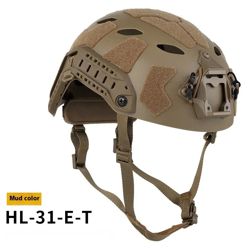 Diamond hole high cut lightweight ABS tactical helmet in black colour
