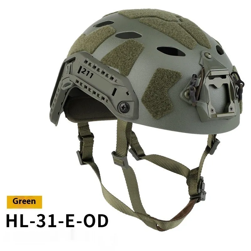 Diamond hole high cut lightweight ABS tactical helmet in black colour