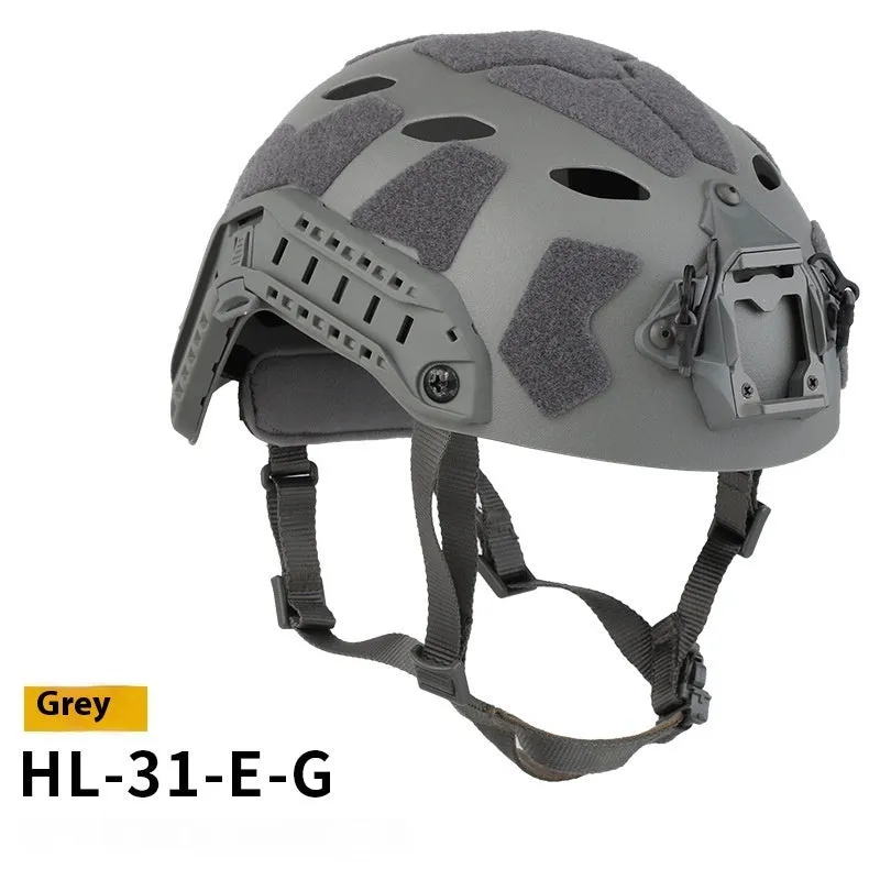 Diamond hole high cut lightweight ABS tactical helmet in black colour