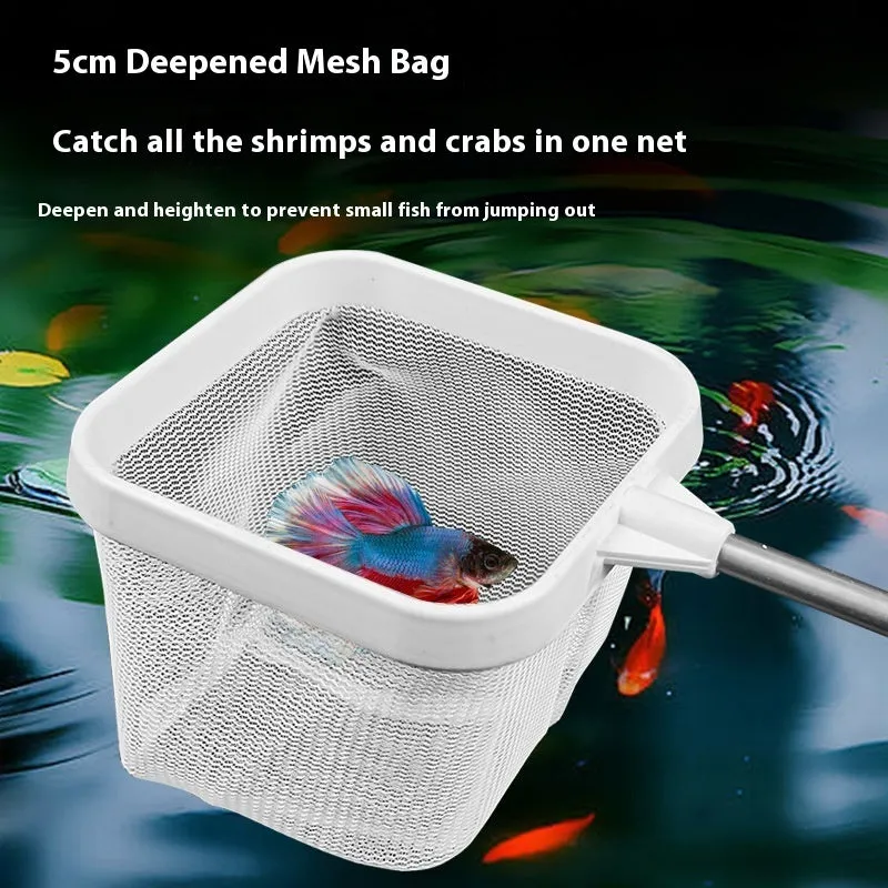 Stainless steel retractable fishnet with stereo net head for aquarium use, black colour option
