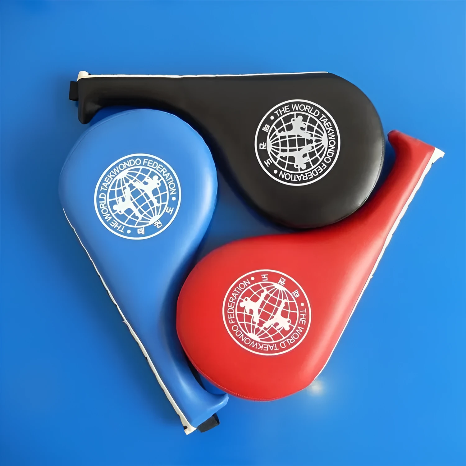 Taekwondo foot target made of PU material in black for martial arts training