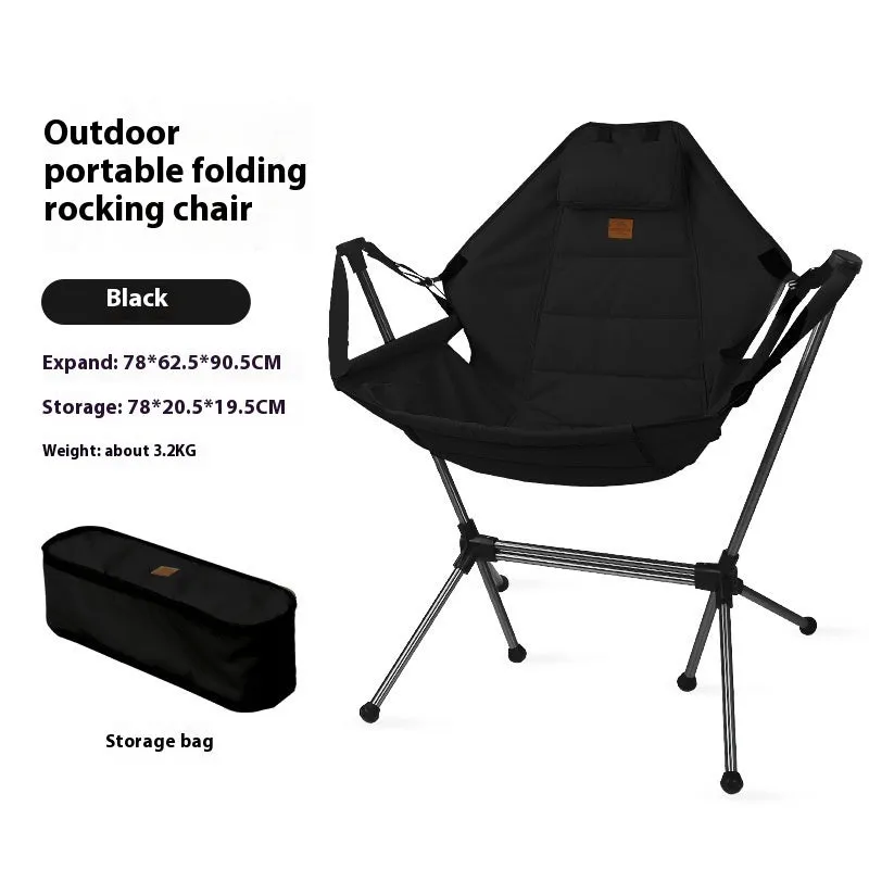Outdoor folding rocking chair with aluminum alloy frame and adjustable seat in olive colour