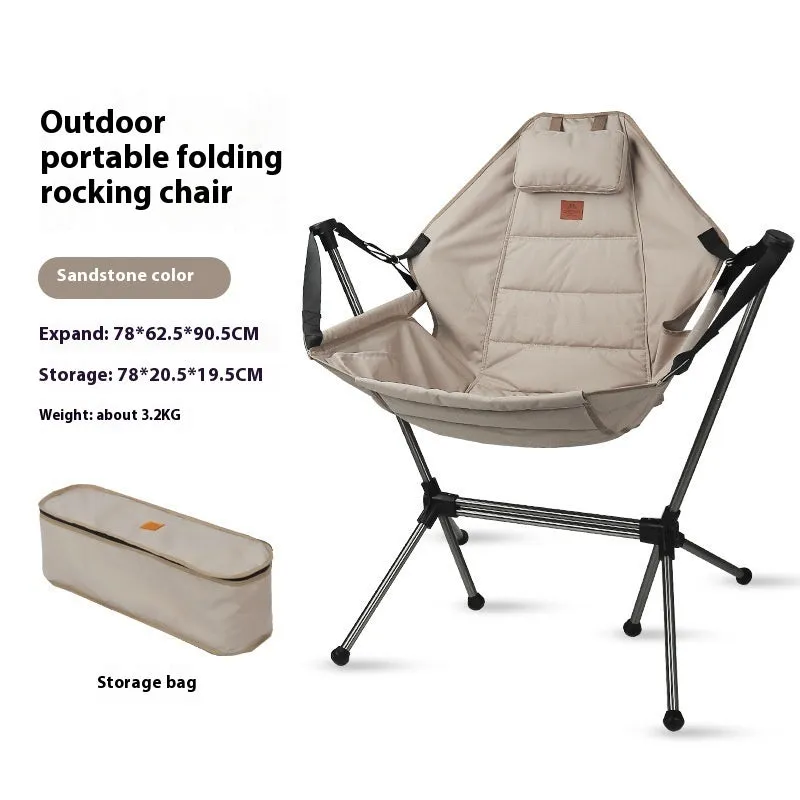 Outdoor folding rocking chair with aluminum alloy frame and adjustable seat in olive colour