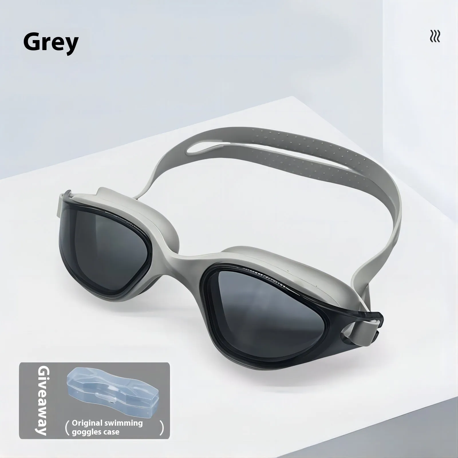 One-piece silicone large frame swimming goggles for adults in a colour option, front view