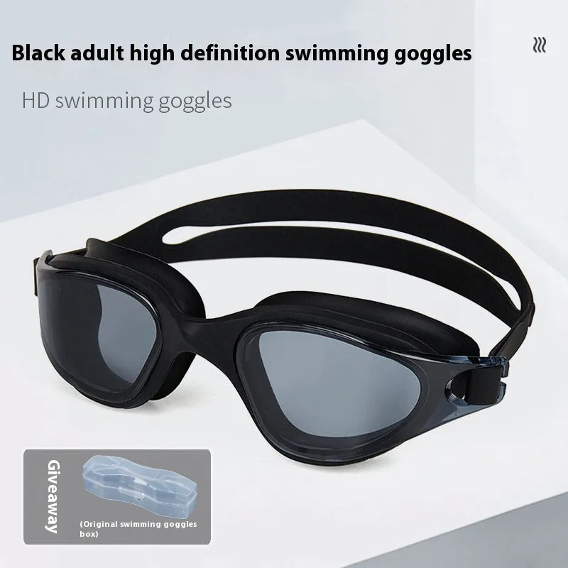 One-piece silicone large frame swimming goggles for adults in a colour option, front view