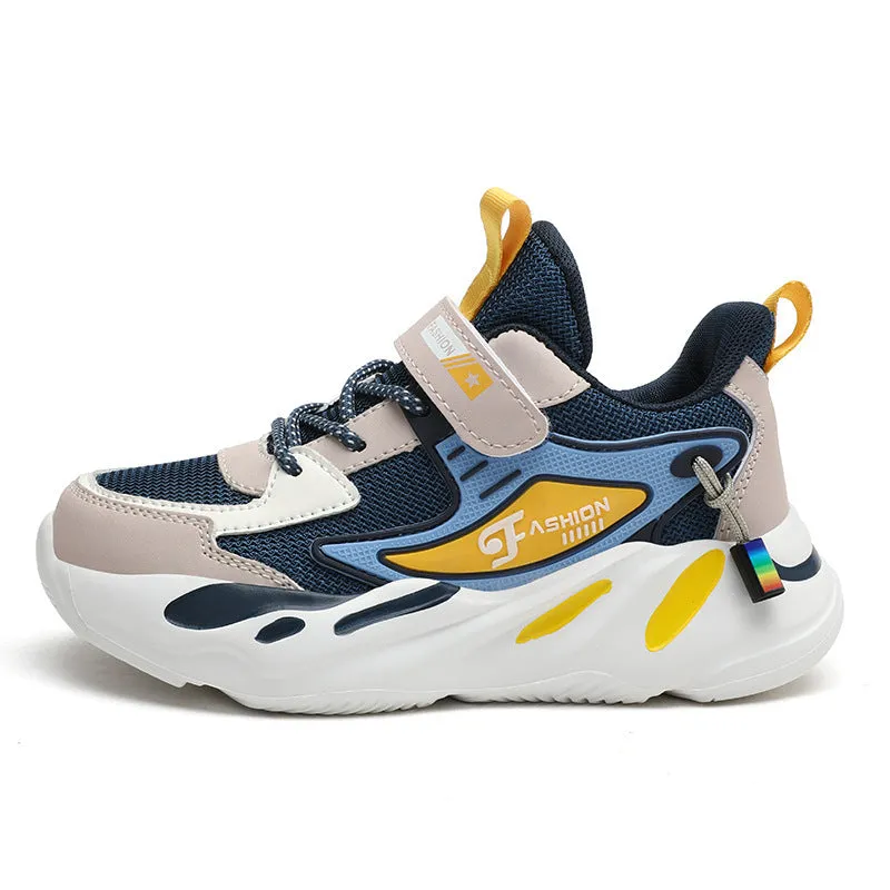 Boys platform sports running shoes with Velcro fastening in multiple colour options