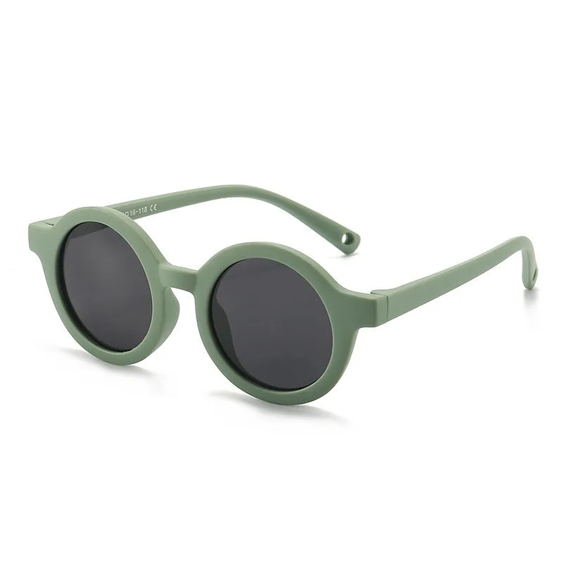 Children's round frame sunglasses with polarised TAC lenses and soft TPEE frame for ages 0-3 years