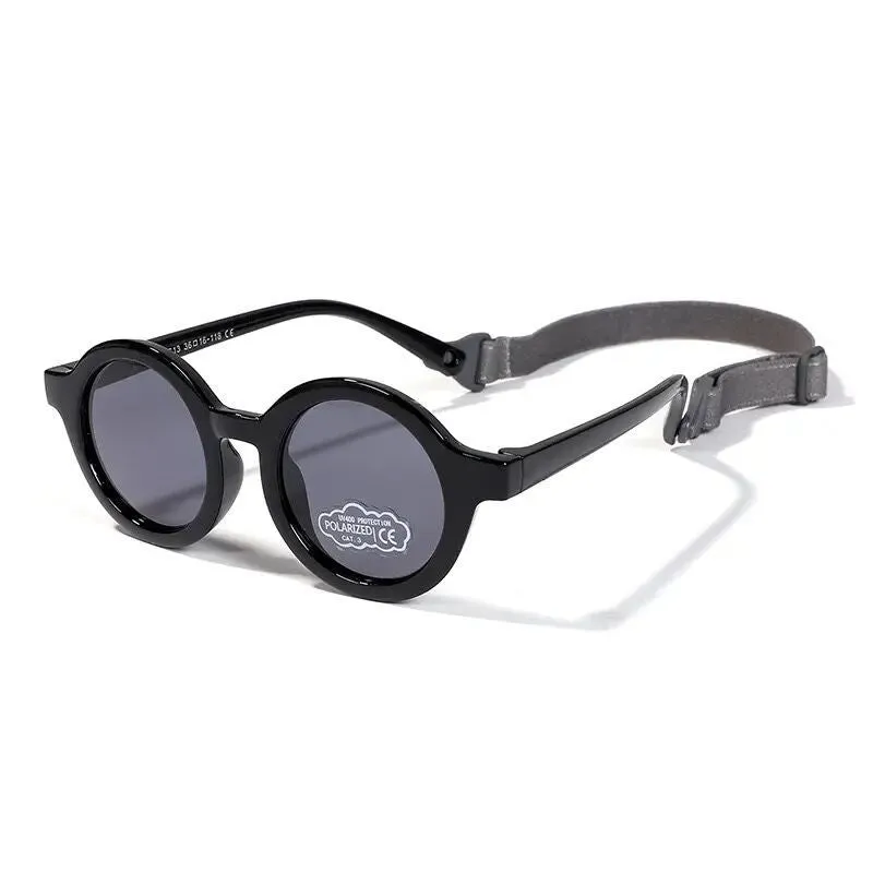 Children's round frame sunglasses with polarised TAC lenses and soft TPEE frame for ages 0-3 years