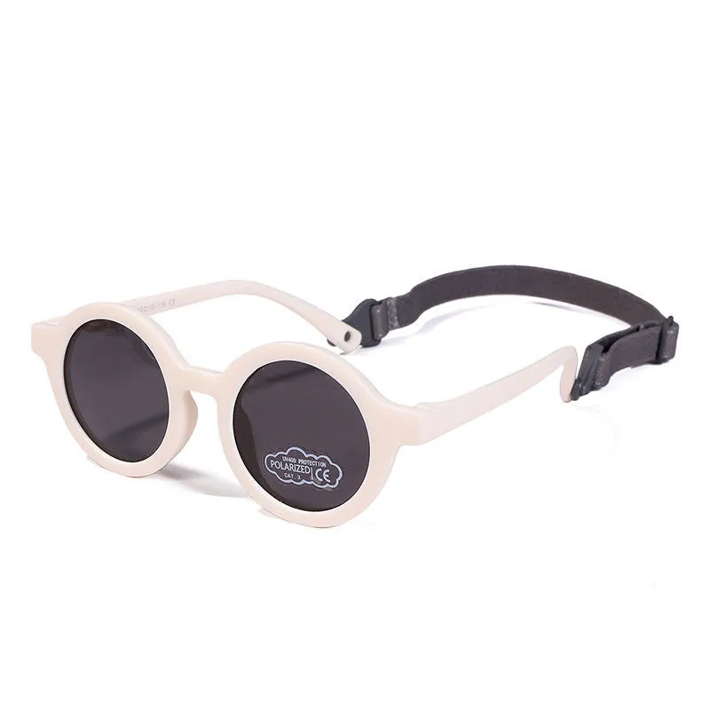 Children's round frame sunglasses with polarised TAC lenses and soft TPEE frame for ages 0-3 years