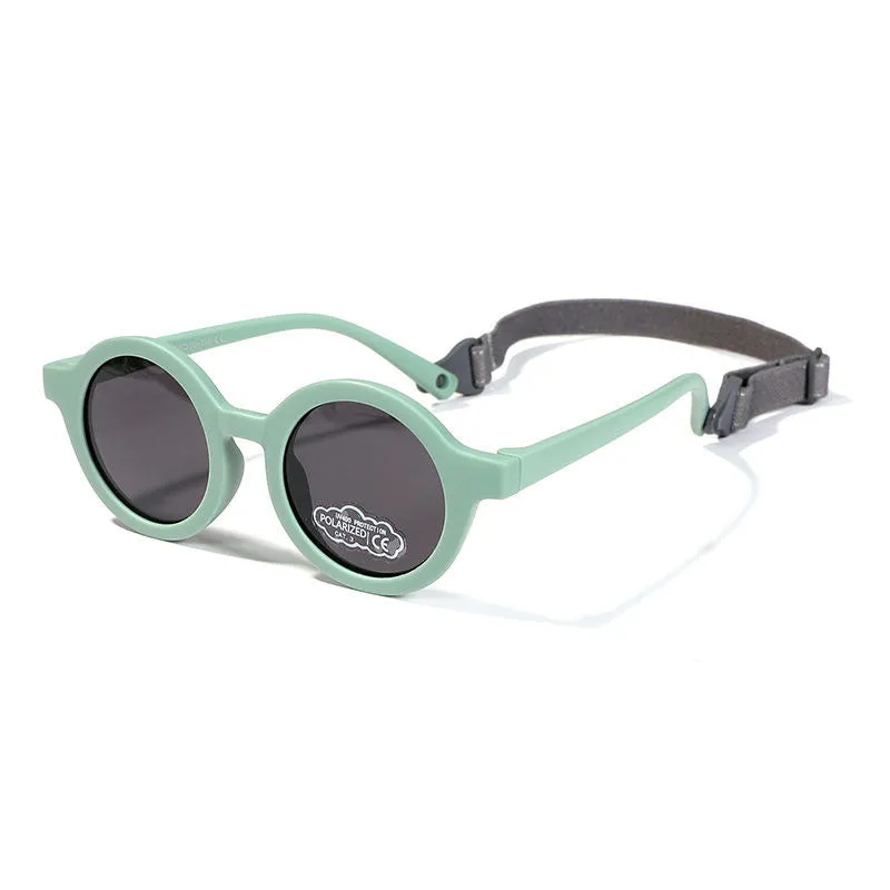 Children's round frame sunglasses with polarised TAC lenses and soft TPEE frame for ages 0-3 years