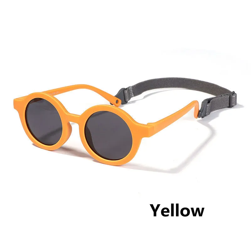 Children's round frame sunglasses with polarised TAC lenses and soft TPEE frame for ages 0-3 years
