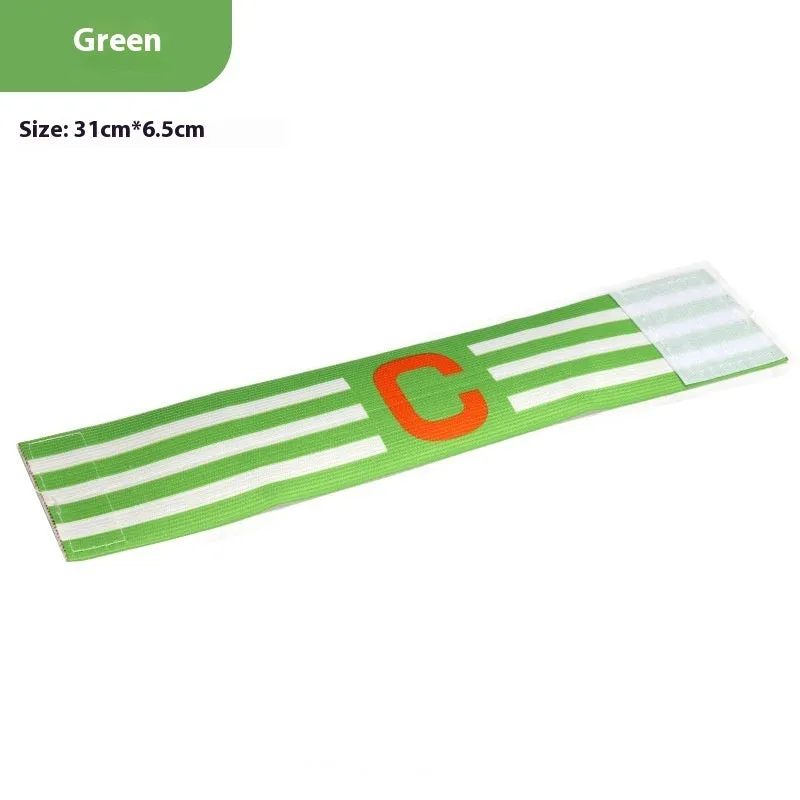Elastic football captain armband in fluorescent green for match play