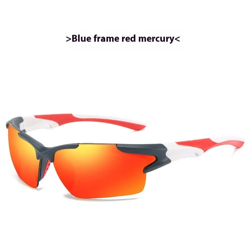 Men's unisex sports sunglasses with colourful film lenses for driving fishing and cycling