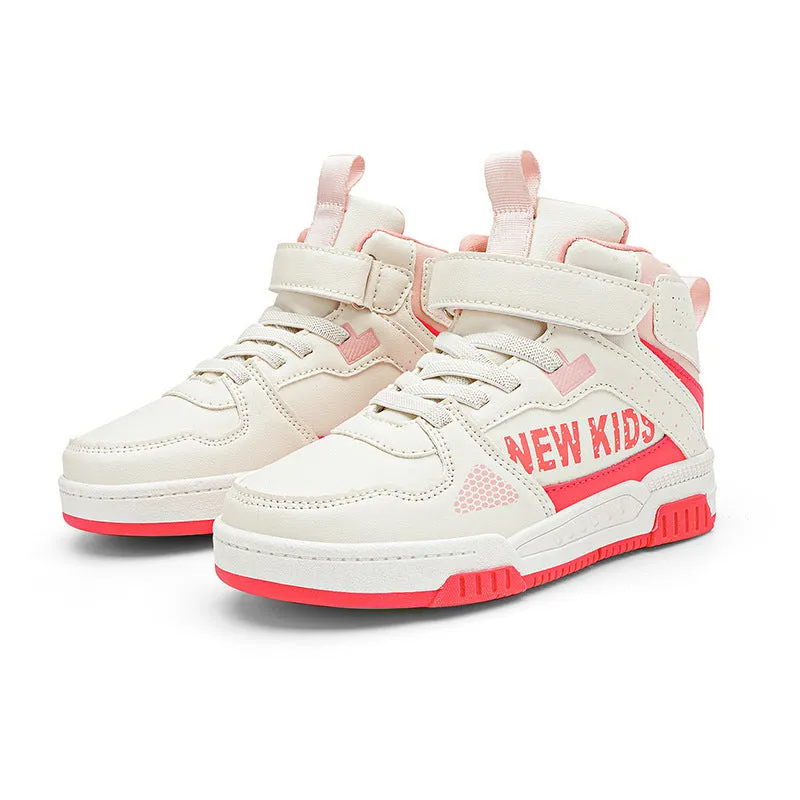 Children's buckle fastening street sneakers in beige green, available in sizes 28-39